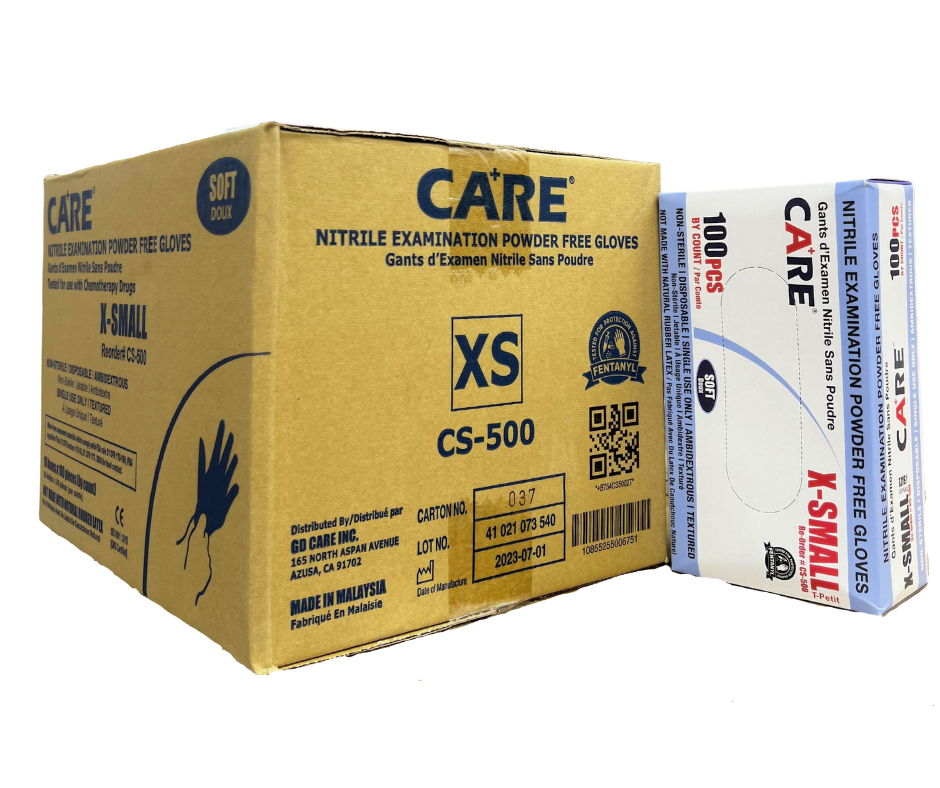 GĂNG TAY CHĂM SÓC Găng tay Nitrile không bột cỡ XSmall - Hộp 10 chiếc