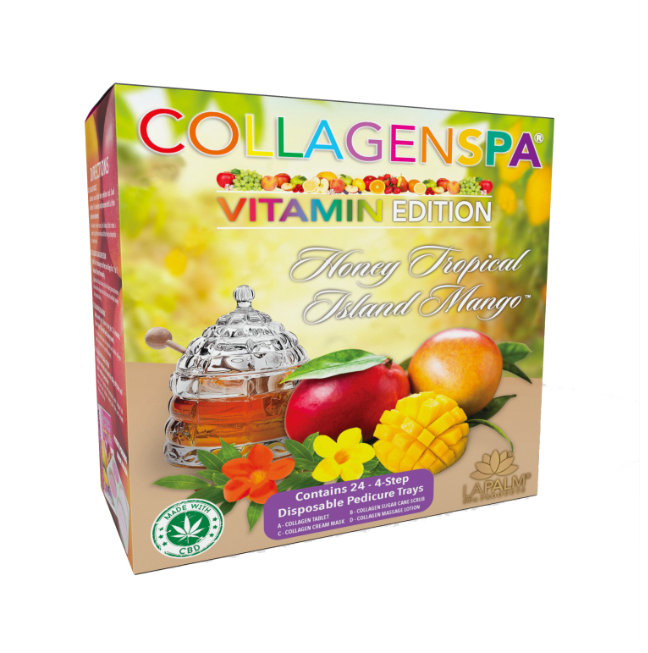 Khay chăm sóc móng chân 4 bước La Palm CollagenSpa - Hương xoài đảo nhiệt đới - Hộp 24 chiếc