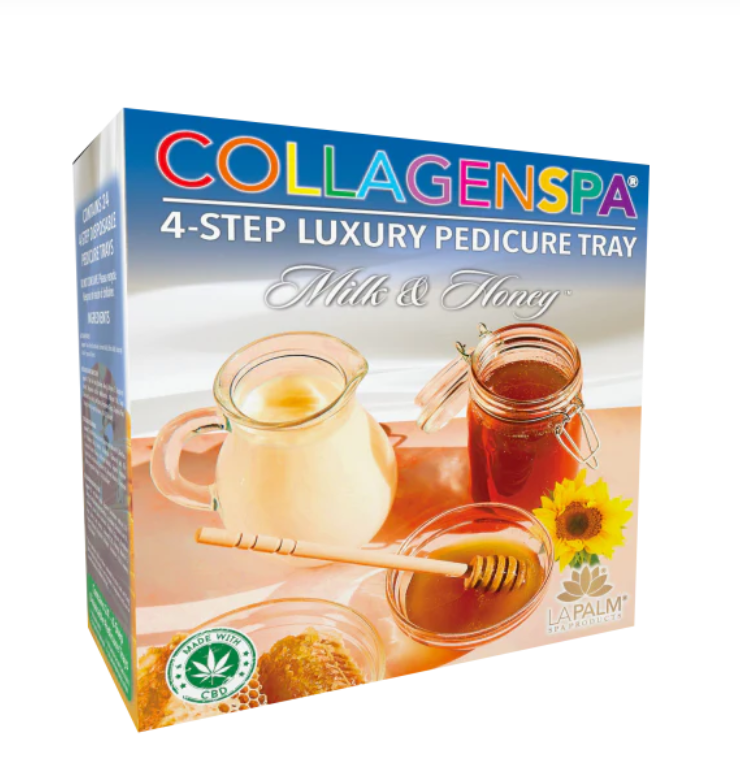 Khay chăm sóc móng chân 4 bước La Palm CollagenSpa - Honey Milk & Honey - Hộp 24 cái