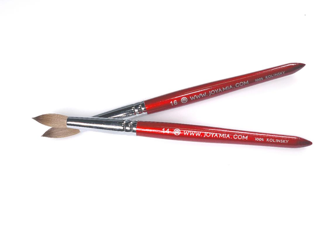 Cọ vẽ móng tay Acrylic Kolinsky 100% màu đỏ Chrome - Kích thước 14 hoặc 16