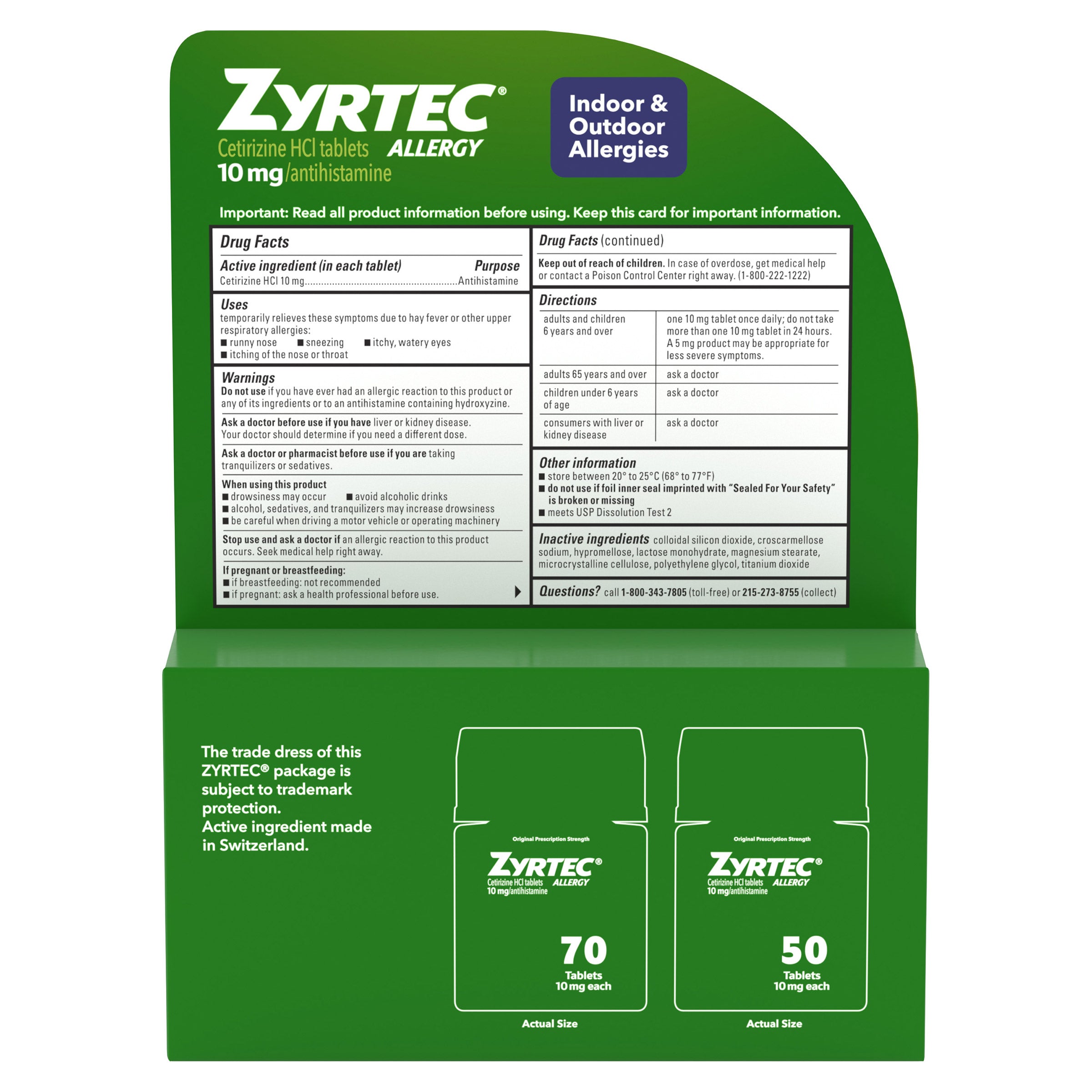 24 Hour Allergy Relief Antihistamine Cetirizine Hcl 10 Mg, 120 Tablets