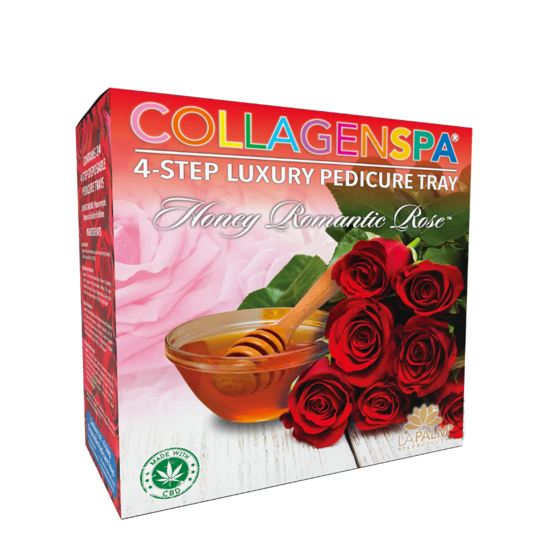 Khay chăm sóc móng chân 4 bước La Palm CollagenSpa - Honey Romantic Rose - Hộp 4 hộp