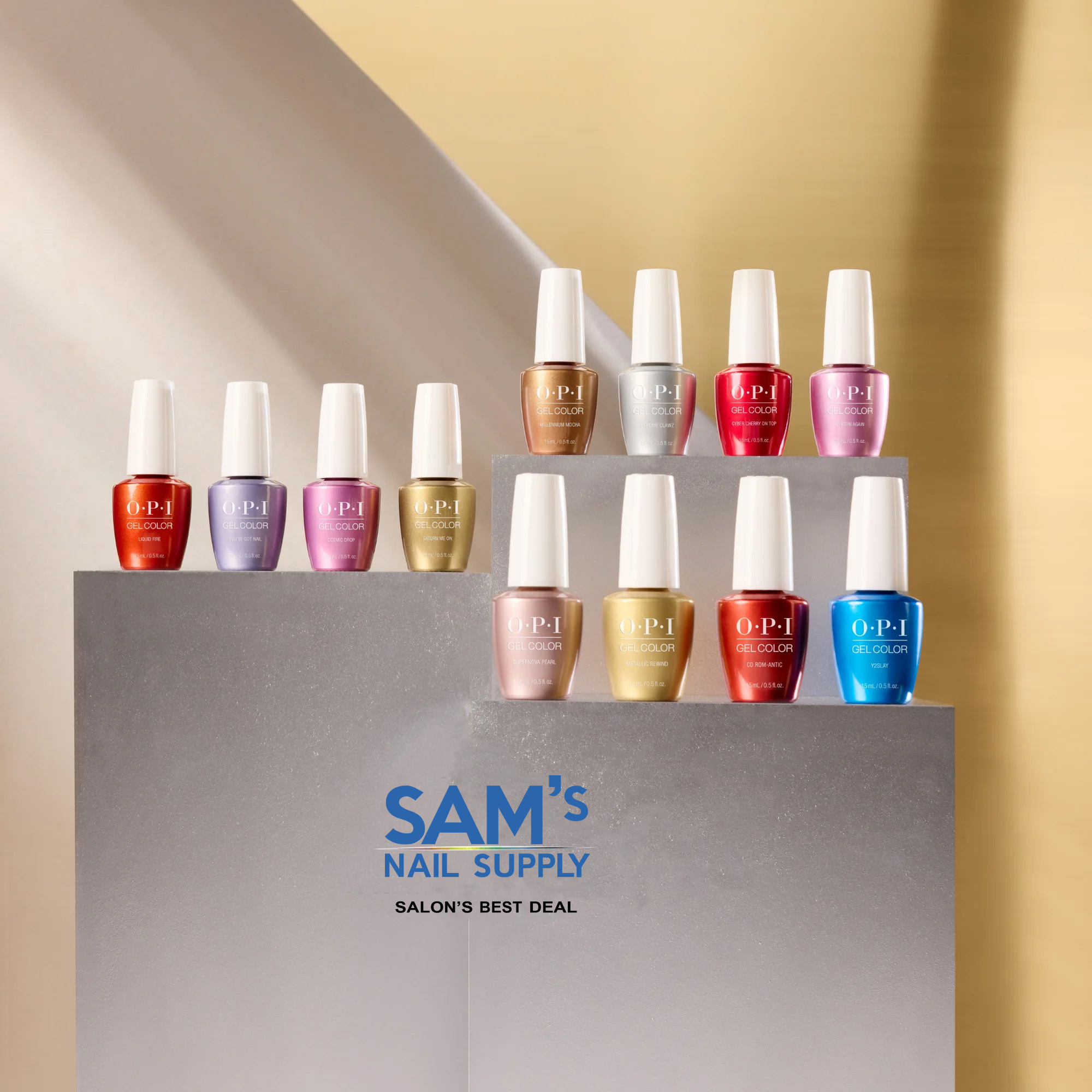 OPI Gel Thu 2024 - Bộ sưu tập Metallic Mega Mix (Bao gồm gel nền và gel phủ) 