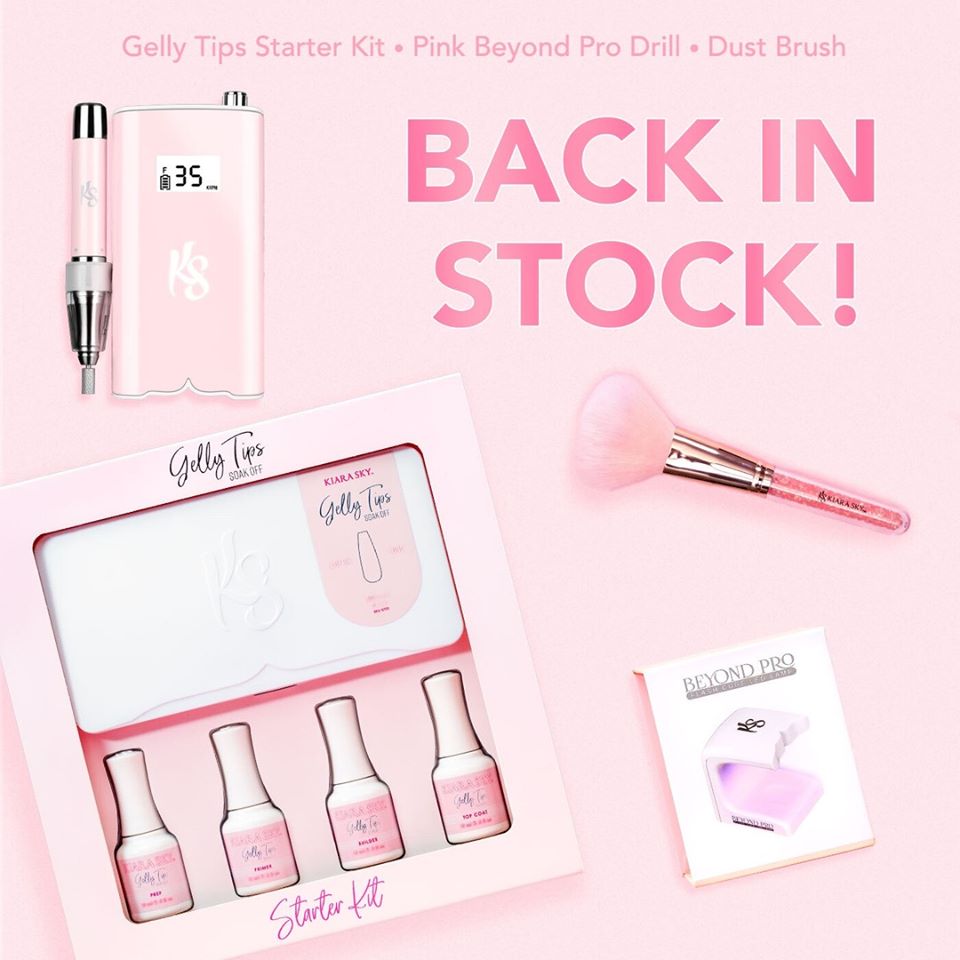 Kiara Sky GELLY TIPS STARTER KIT - COFFIN MEDIUM - Gồm Đèn Led Mini Flash Cure 