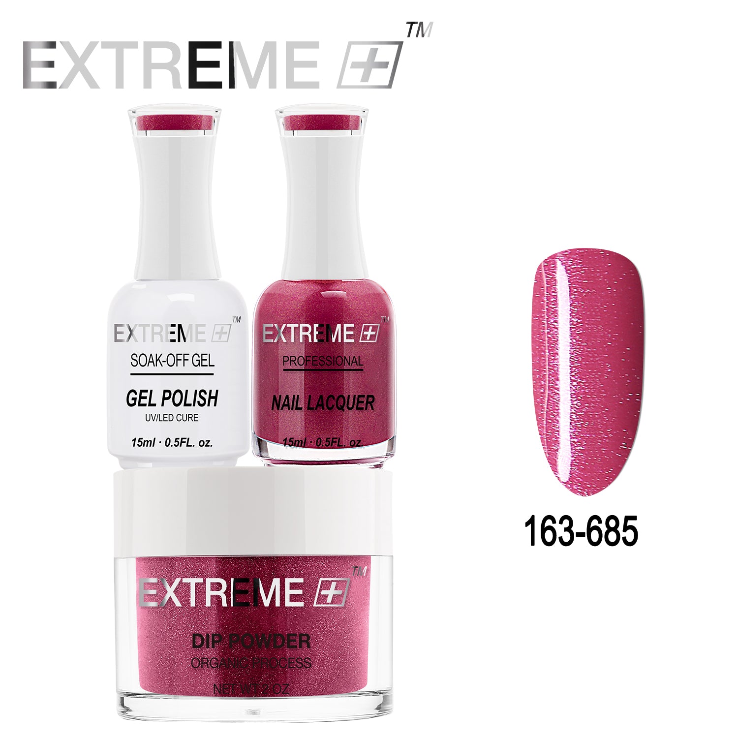 Bộ combo 3 trong 1 tất cả của EXTREME+ - Bột nhúng, sơn gel và sơn móng tay #163