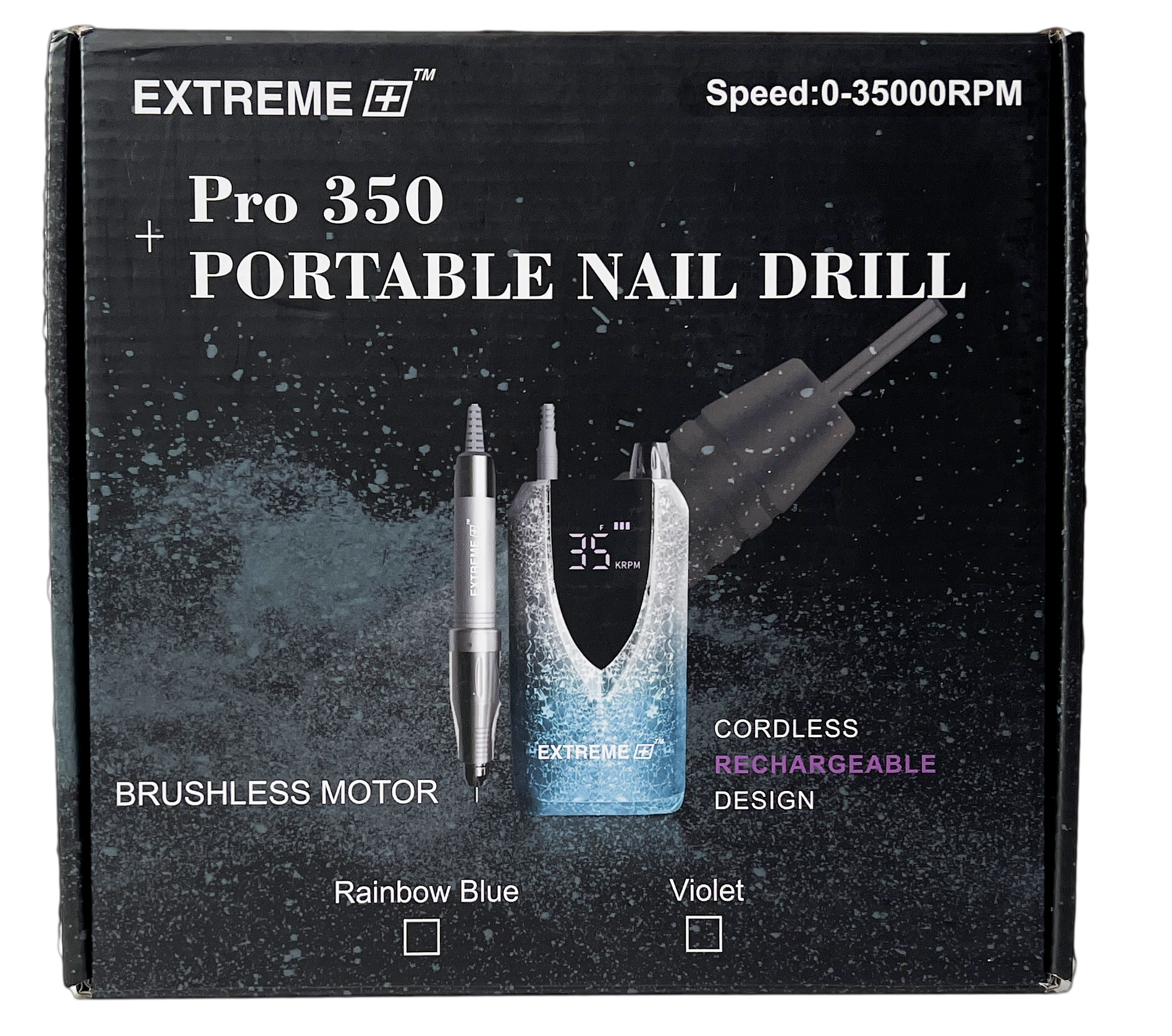 EXTREME+ Pro 350 -Rainbow Blue(Máy khoan móng chân di động + Tay khoan mỏng + 3 mũi MIỄN PHÍ)