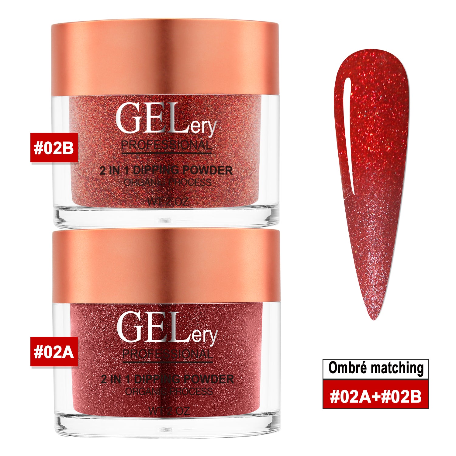 GELery Ombre Dipping Set - #2A + 2B - Free Easy Ombre Base Gel 0.5oz