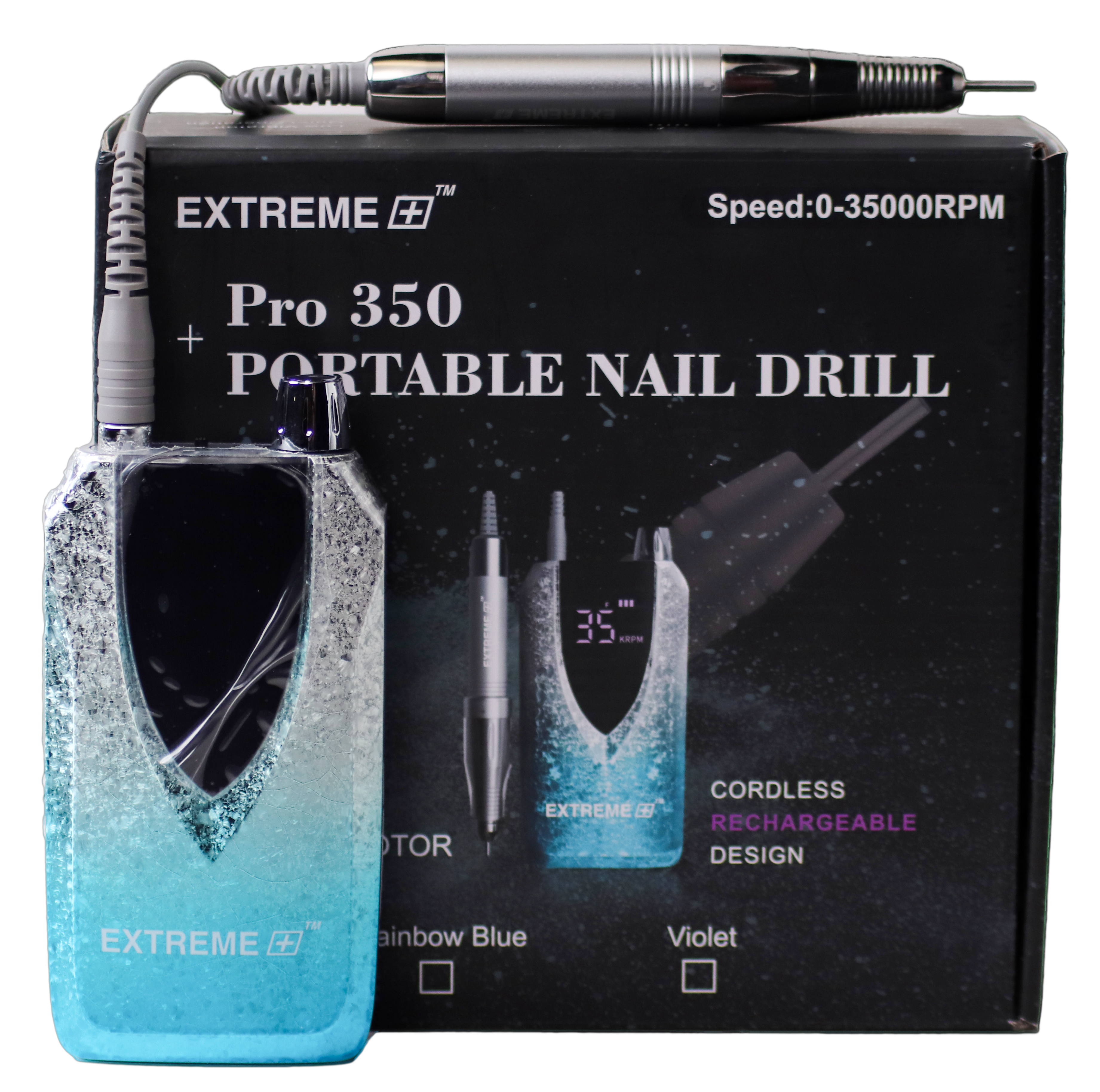 EXTREME+ Pro 350 -Rainbow Blue(Máy khoan móng chân di động + Tay khoan mỏng + 3 mũi MIỄN PHÍ)