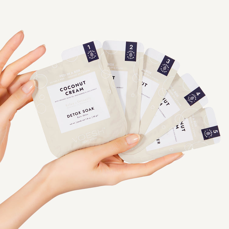VOESH Pedi in a Box O2 Fizz 5 bước - Kem dừa - Hộp 50 viên