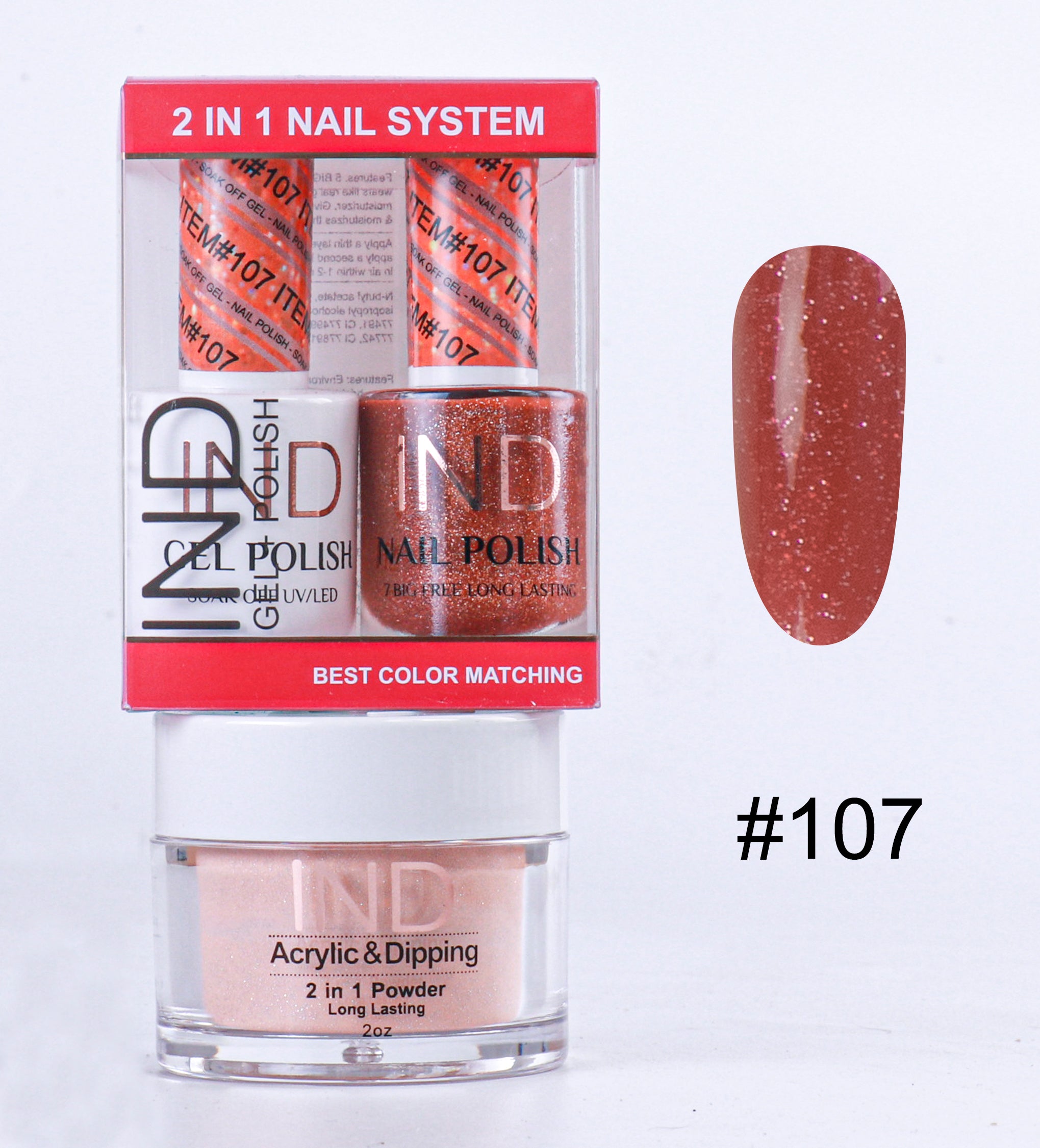 Combo IND 3 IN 1 Gel + Sơn mài + Phấn phủ - #107