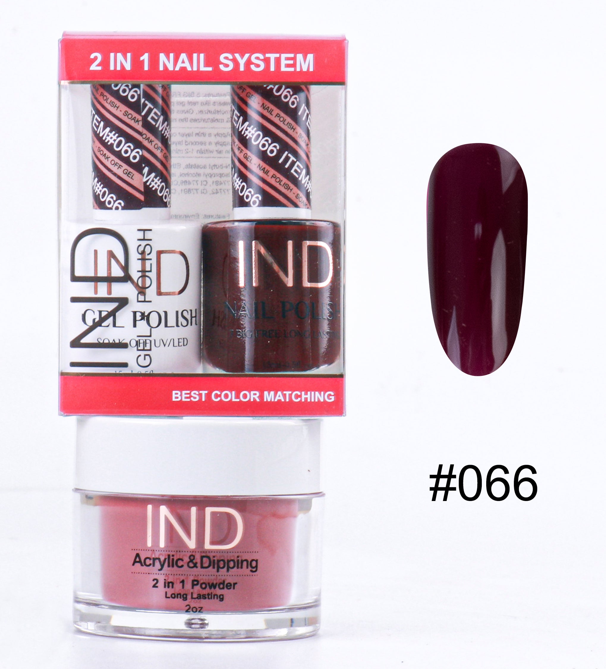 Combo IND 3 TRONG 1 Gel + Sơn mài + Phấn phủ - #66