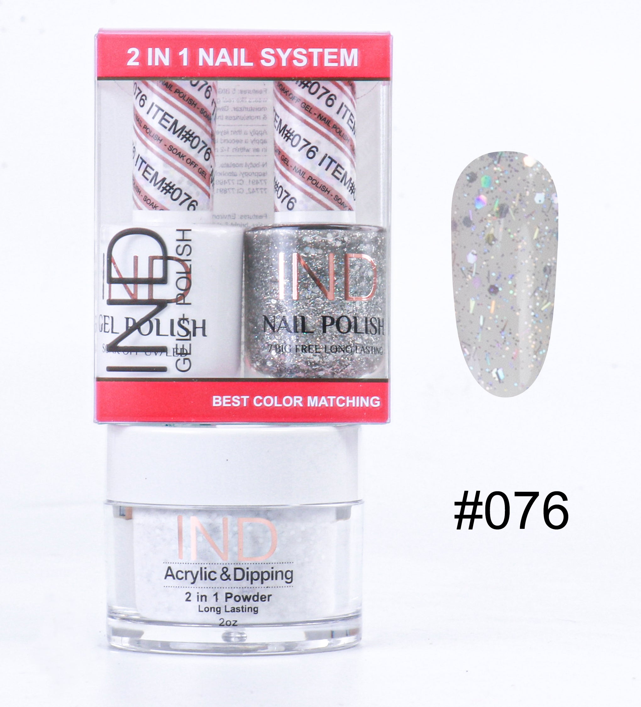 Combo IND 3 TRONG 1 Gel + Sơn mài + Phấn phủ - #76